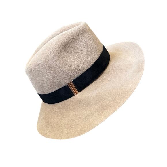 Eugenia Kim Farrah Classic Rabbit Hair Wide Brim Fedora Hat Camel Sz Medium New main image 5